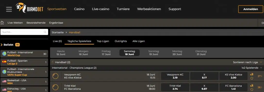 Handball Wetten Biamobet