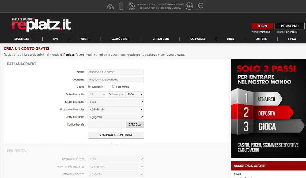 Replatz Registrazione Passaggio 2