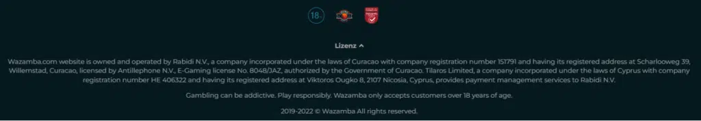wazamba lizenz und sicherheit