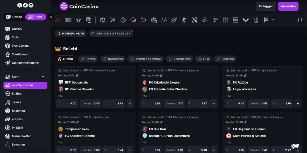 CoinCasino Wettanbieter Schweiz